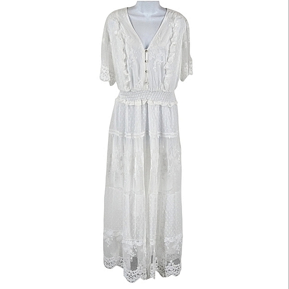 Dresses & Skirts - White lace overlay maxi